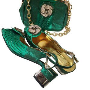 Green Bellissimo Italian Shoe and Bag  set